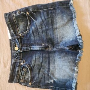 KanCan Blue Frayed Hem Denim Shorts